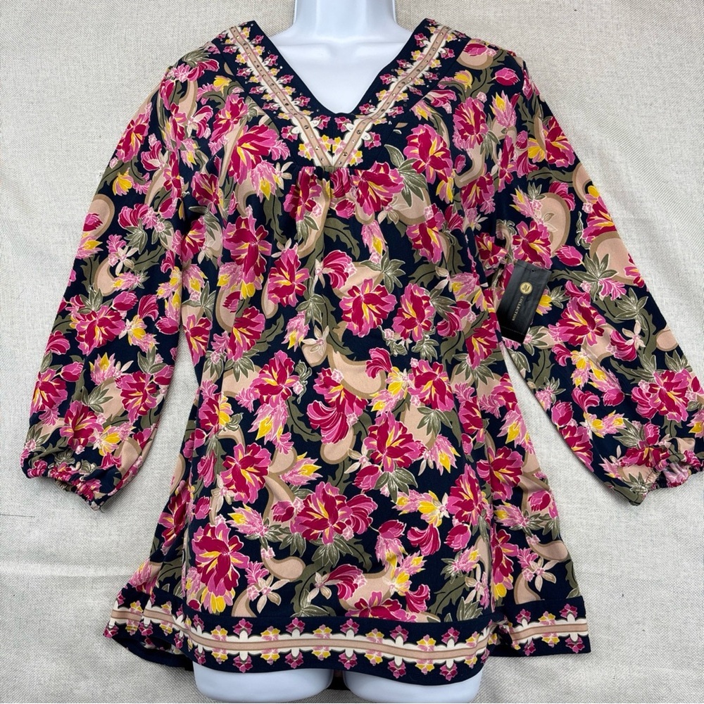 Jm Collection Women's 3/4 Sleeve V-Neck Top size XL